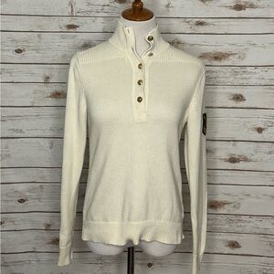 LRL Lauren Jeans Co classic old money ivory cotton mock neck sweater Size Large